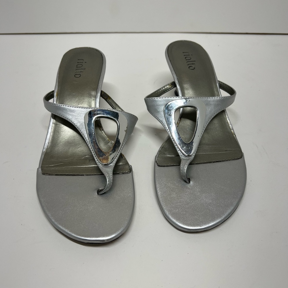 Womens silver sandals heels - 8.5